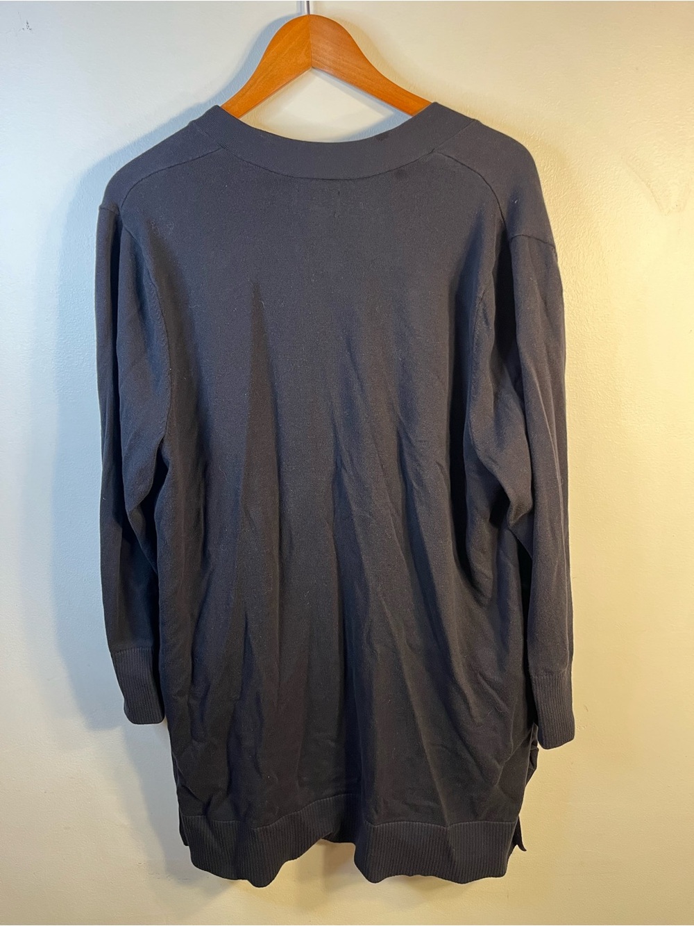 Lands' End Open-Front Cardigan Black with Pockets and Side Vents Women’s 1X - Picture 2 of 8